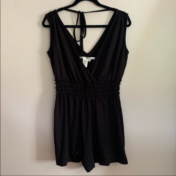 Max Studio Large Romper Deep V-Neck Black - Picture 2 of 4